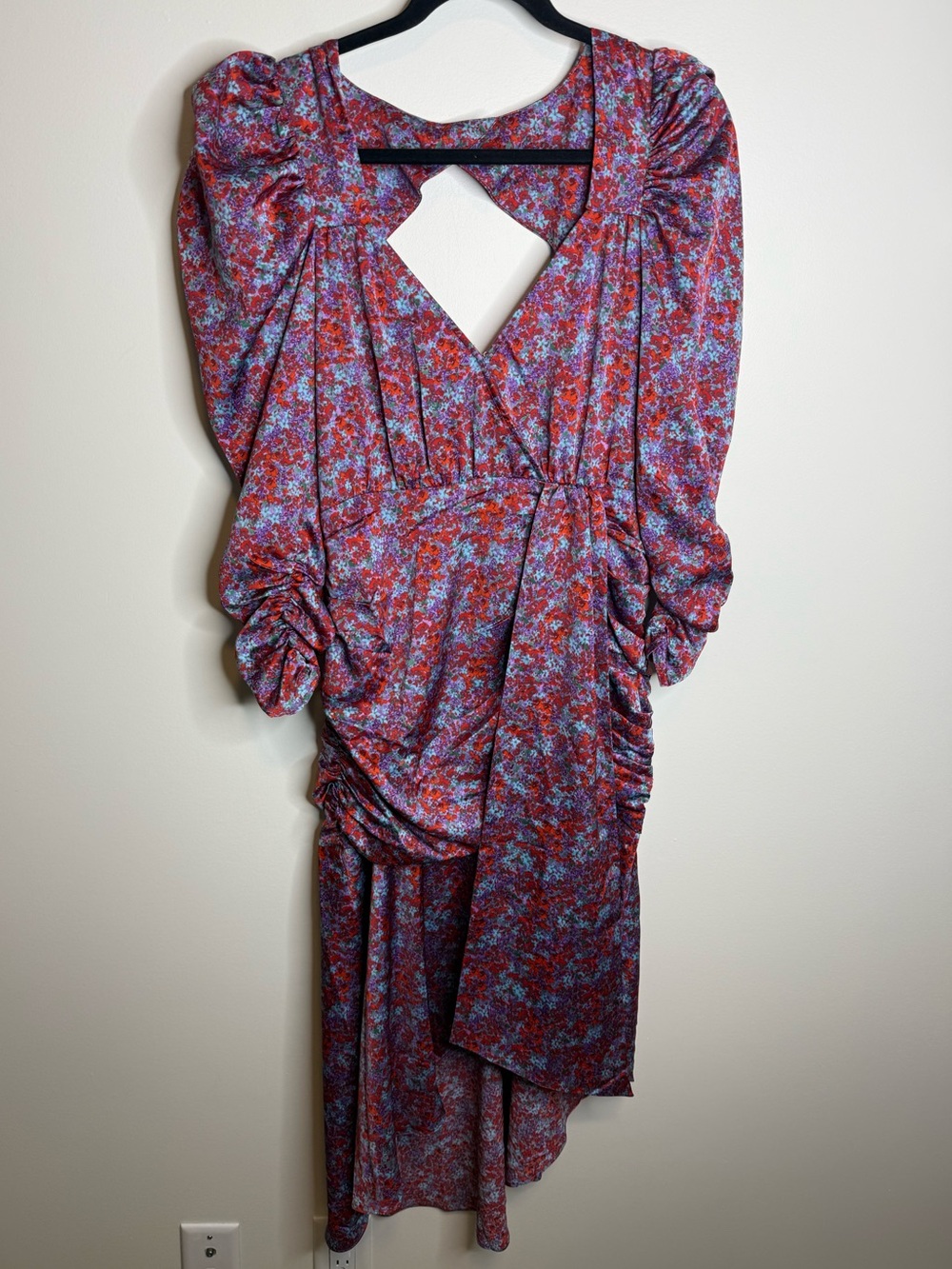 For love and lemons Charlie floral Ruched Midi Dress in blossom medium NWT